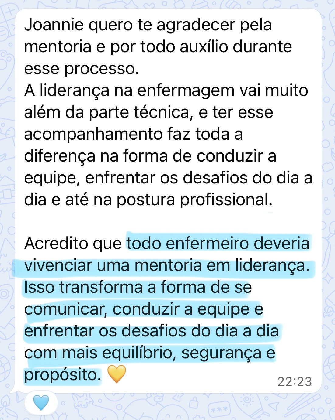 Print de depoimento de mentorada 5